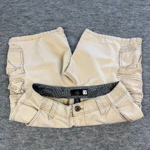 OP Ocean Pacific Mens Cargo Shorts Wheat Tan Size 32 Cotton Multi Pocket Utility